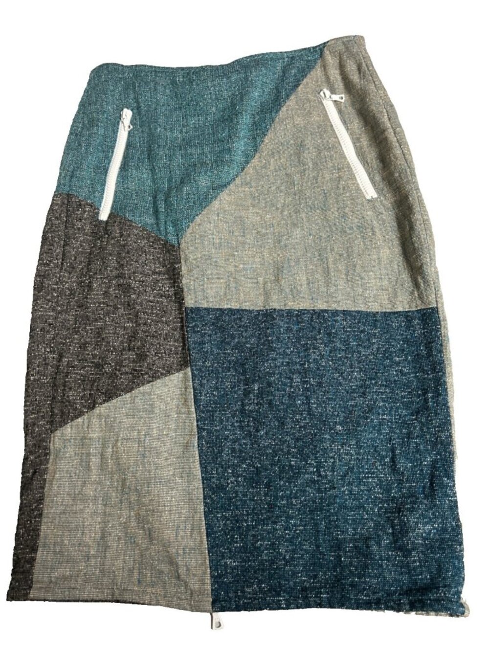 Rag & Bone Skirt Women's Size 0 Patchwork Zipper Pockets Cotton Linen Blend